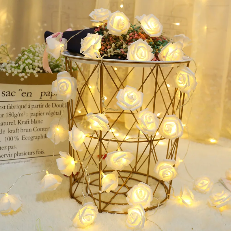 

1.5M 10LED Artificial Rose Flower Garland String Light LED Fairy Lights Valentine's Day Wedding Christmas Party DIY Decorations