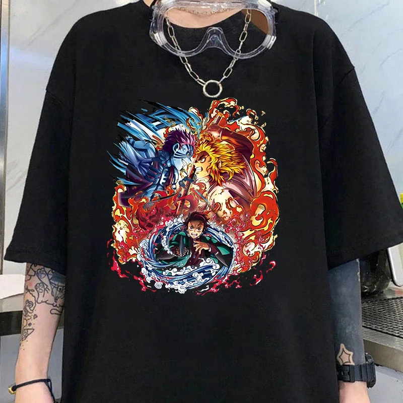 Новые футболки с принтом аниме Kamado Tanjirou Rengoku Kyoujurou Akaza модная женская летняя