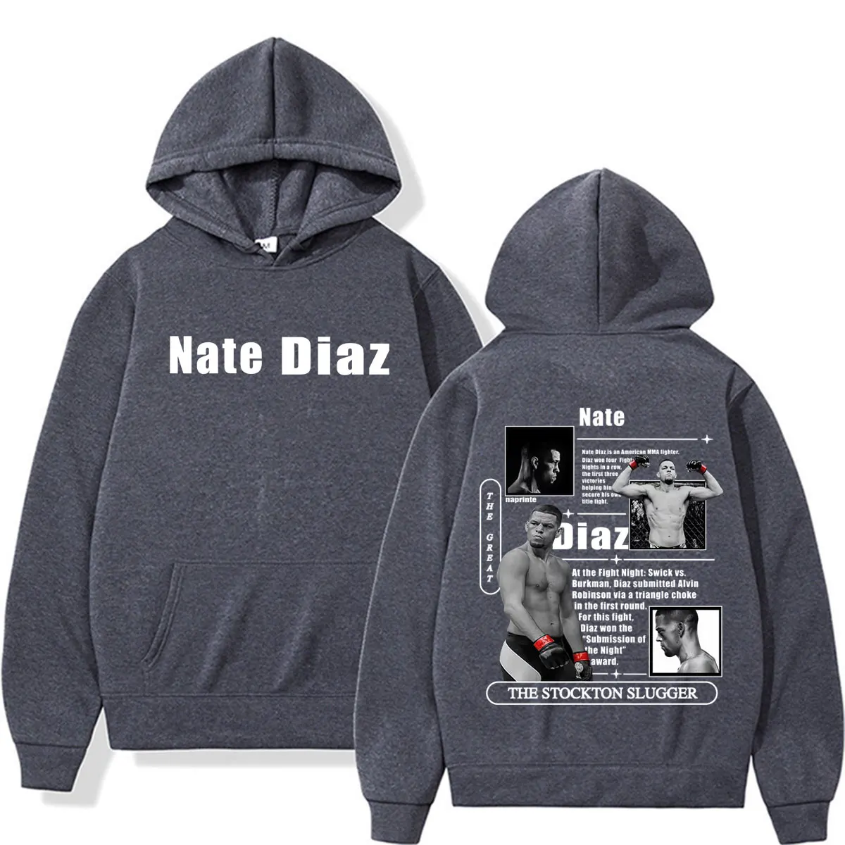 Фото Свитшоты Nate Diaz The Stockton Slugger для фанатов: модные, эстетичные, повседневные флисовые худи оверсайз для мужчин и женщин №3