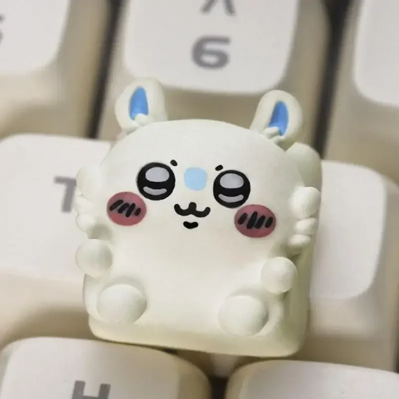 Фото Милые кейкапы Kawaii Hachiware Chikawa для механической клавиатуры: персонализированные, из смолы, с аниме-персонажами, милые мультяшные девушки, креативные кейкапы для клавиатуры №5