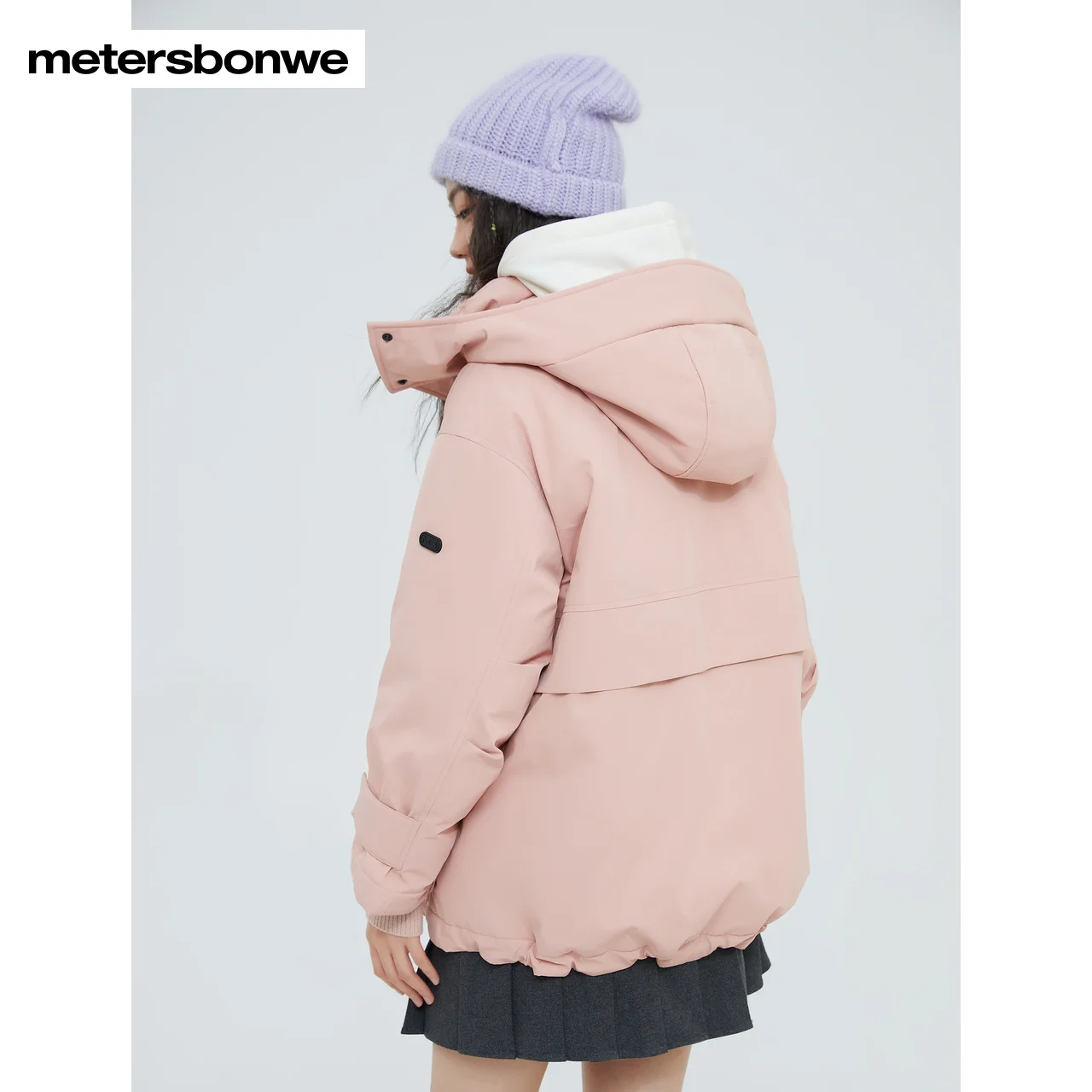 Metersbonwe Women 22New Cartoon Seal Cargo Hooded Down Jacket 80%Duck Down Medium Length Thick Warm Wear Loose Winter Down Coats
