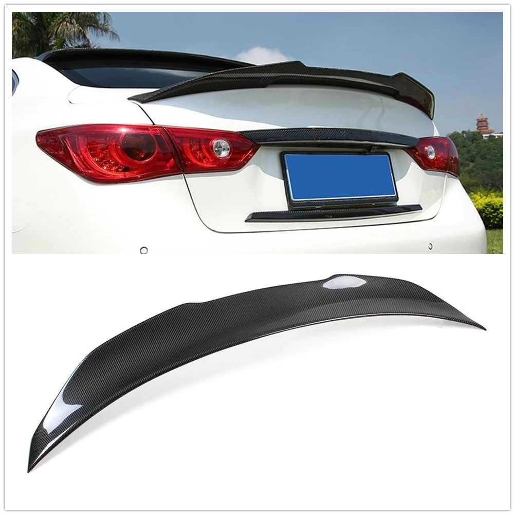 

Carbon Fiber Rear Spoiler Wing Tailgate Trunk Trim Decklid Flap Duckbill Lip For Infiniti Q50 Base Version PSM Style 2014-2023