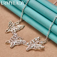 urmylady 925 sterling silver butterfly thin chain 18 inch charm pendant necklace for women wedding engagement fashion jewelry