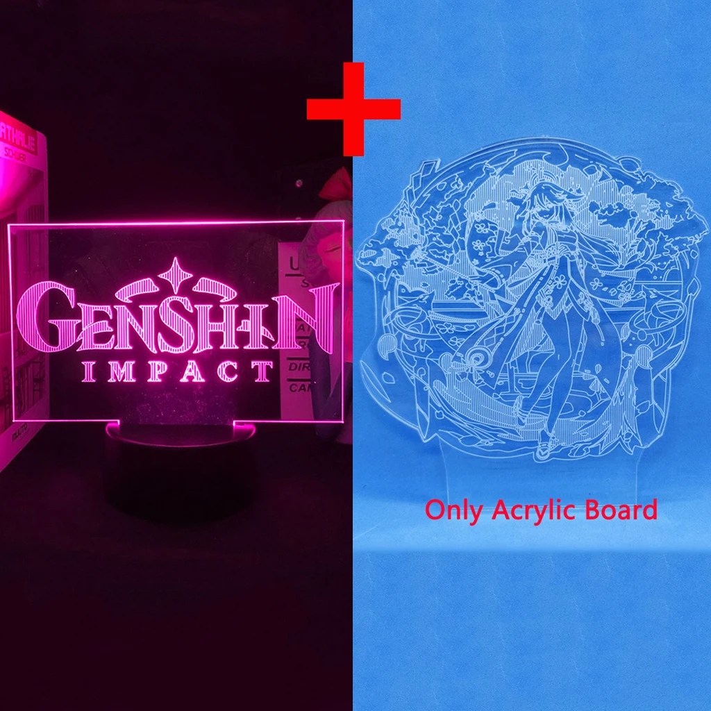

Игра Genshin Impact Logo Yae Miko 3D светодиодный ночсветильник Аниме Манга 16 цветов Raiden Shogun лампа для декора комнаты детский подарок на день рождения