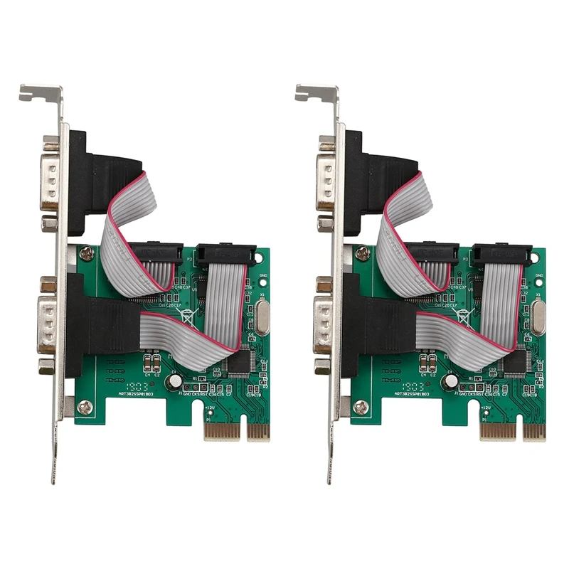 

2X PCI-E PCI Express, двойной последовательный DB9 RS232, контроллер с 2 портами, зеленая карта адаптера