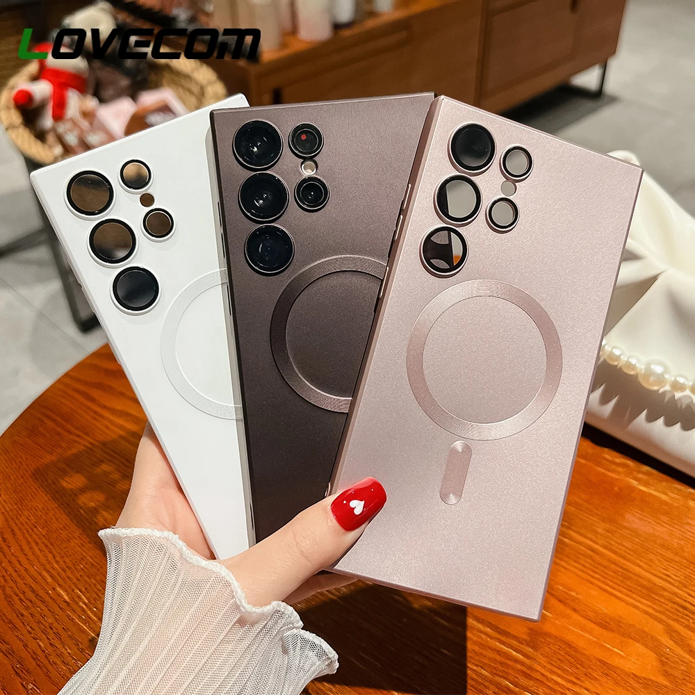 Роскошный Матовый Магнитный металлический чехол Magsafe для Samsung Galaxy S23 S22 S21 Plus Ultra S20 FE Note 20 Ultra 10 Plus, мягкий чехол