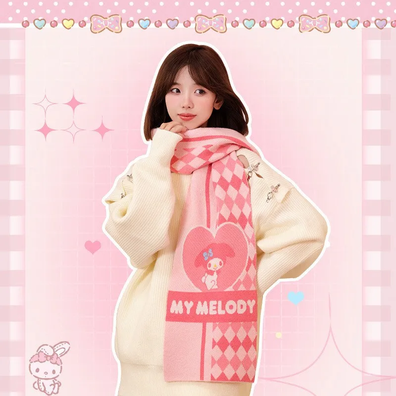 Оригинальные шарфы Hello Kitty Kuromi Cinnamoroll My Melody понравились Sanrio модная шаль Теплый