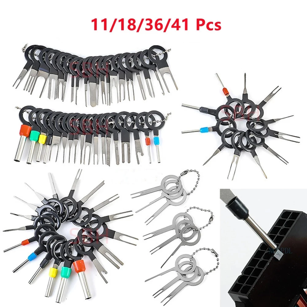 3/11/18/26/36/41pcs Car Terminal Removal Tool Wire Plug Connector Extractor Puller Release Pin Extractor Kit For CarPlug Repa