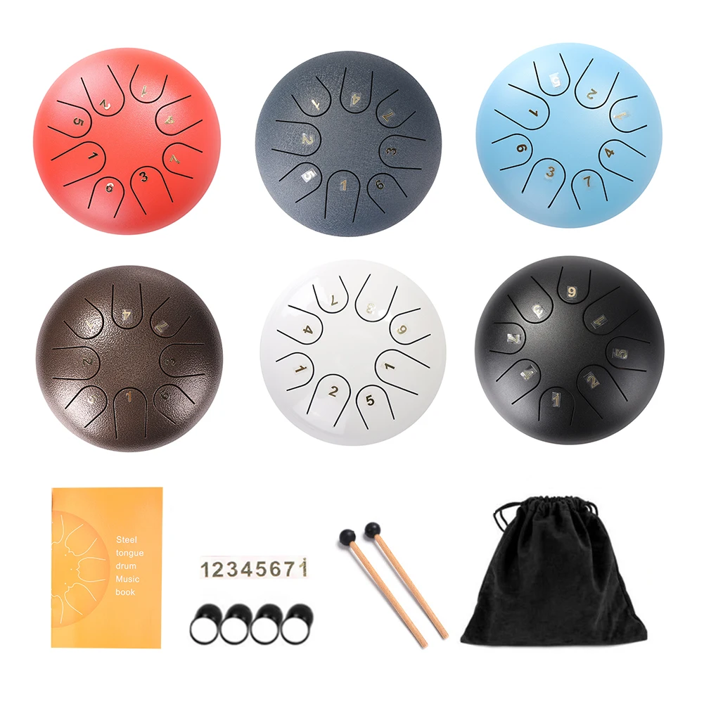 

6 inch Ethereal Steel Tongue Drum 8 Tune Hand Pan Drum Musical Instrument Tank with Mallets Drumstick for Beginner Percussion