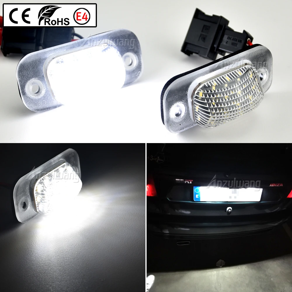 

2Pcs Car LED License Number Plate Light Lamps For Seat Ibiza Cordoba Vario 6K VW Golf 3 Hatchback Cabriolet/Polo MK3 6K