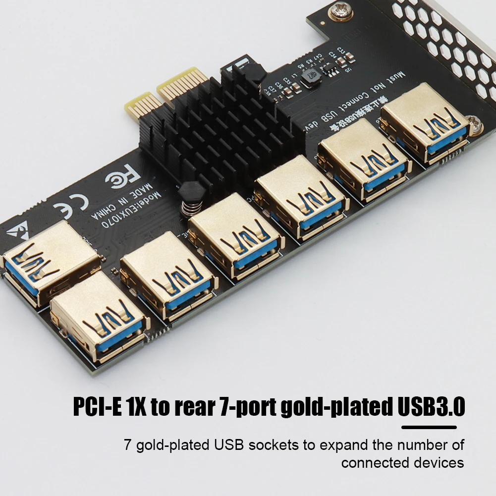 

PCIE 1 To 7 Riser PCIE Port Multiplier USB3.0 Riser PCI Express X16 Adapter PCI-E 1X To 16X Card Riser For Video Card BTC Mining