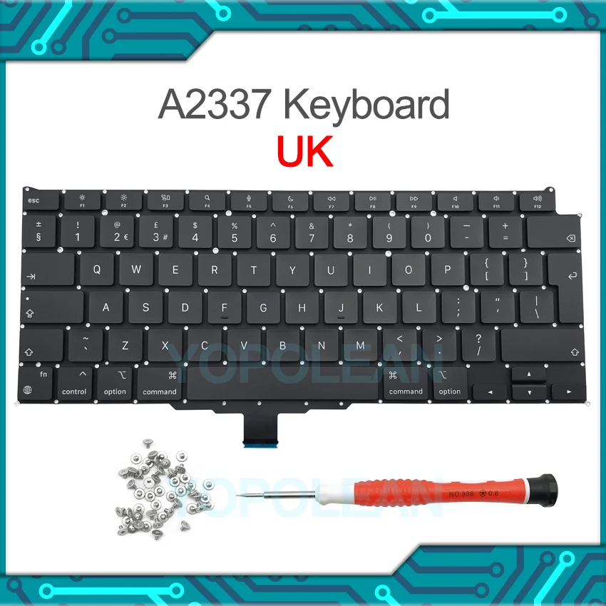 

Новая английская клавиатура A2337 для Macbook Air 13 "M1 A2337 Клавиатура для ноутбука 2020 года EMC 3598