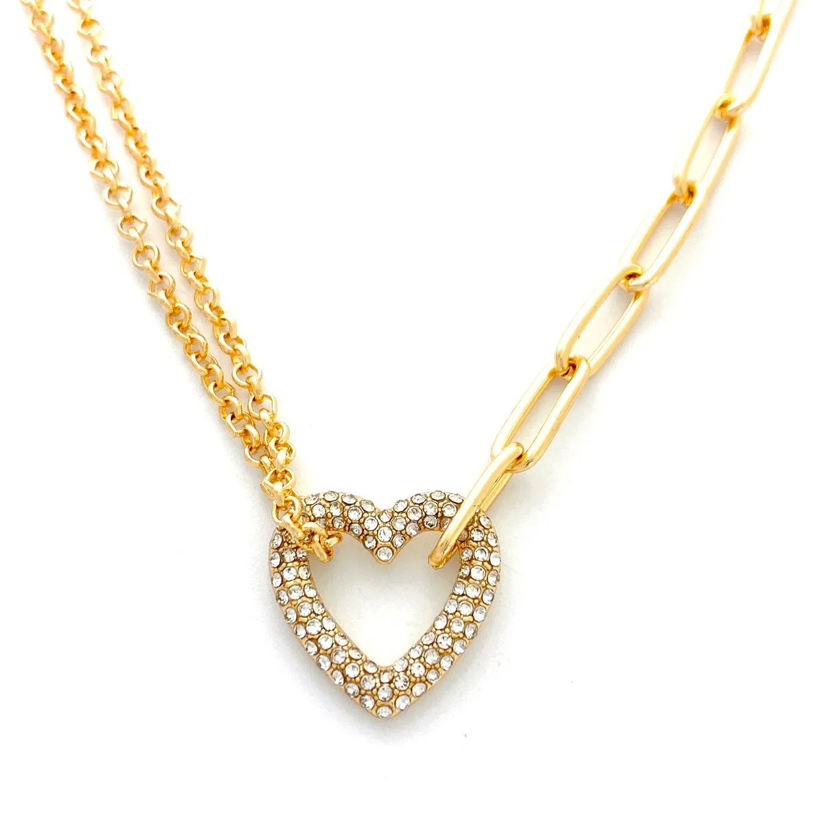 

Three-Dimensional Love Necklace For Women 2023 Gold Full Diamond Clavicle Chain Pendant Jewelry Gift
