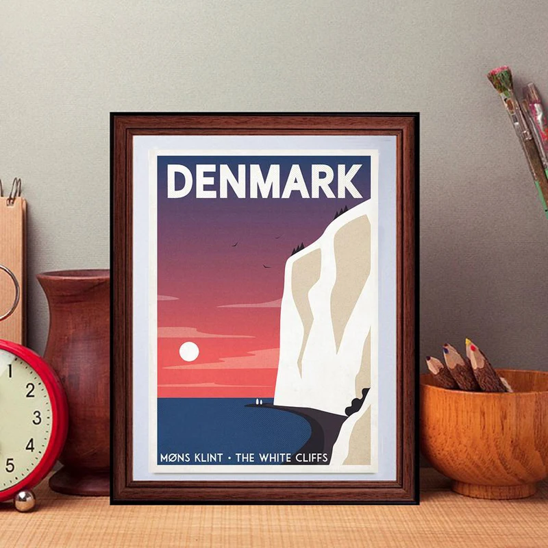 Скандинавский всемирно известный постер с изображением Места Путешествия Дания