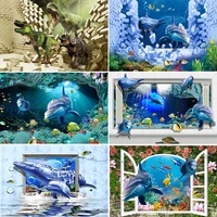 cartoon dinosaur dolphin kids birthday party backdrop 3d white broken wall poster decoration photography background
