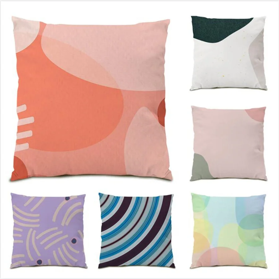 

Living Room Pillowcase Decoration Soft Velvet Simple Home Artistic Sofa Decorative Colorful Cushion Cover Polyester Linen E0072