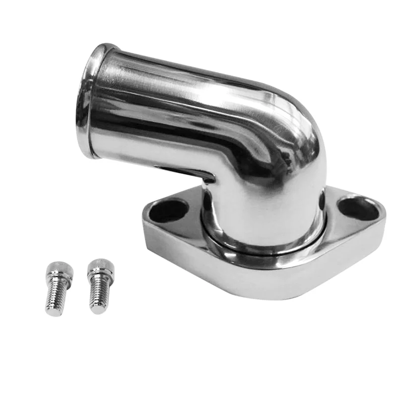 

BBC 45° Swivel Polished Water Neck Thermostat Housing for V8 350 454 Silver