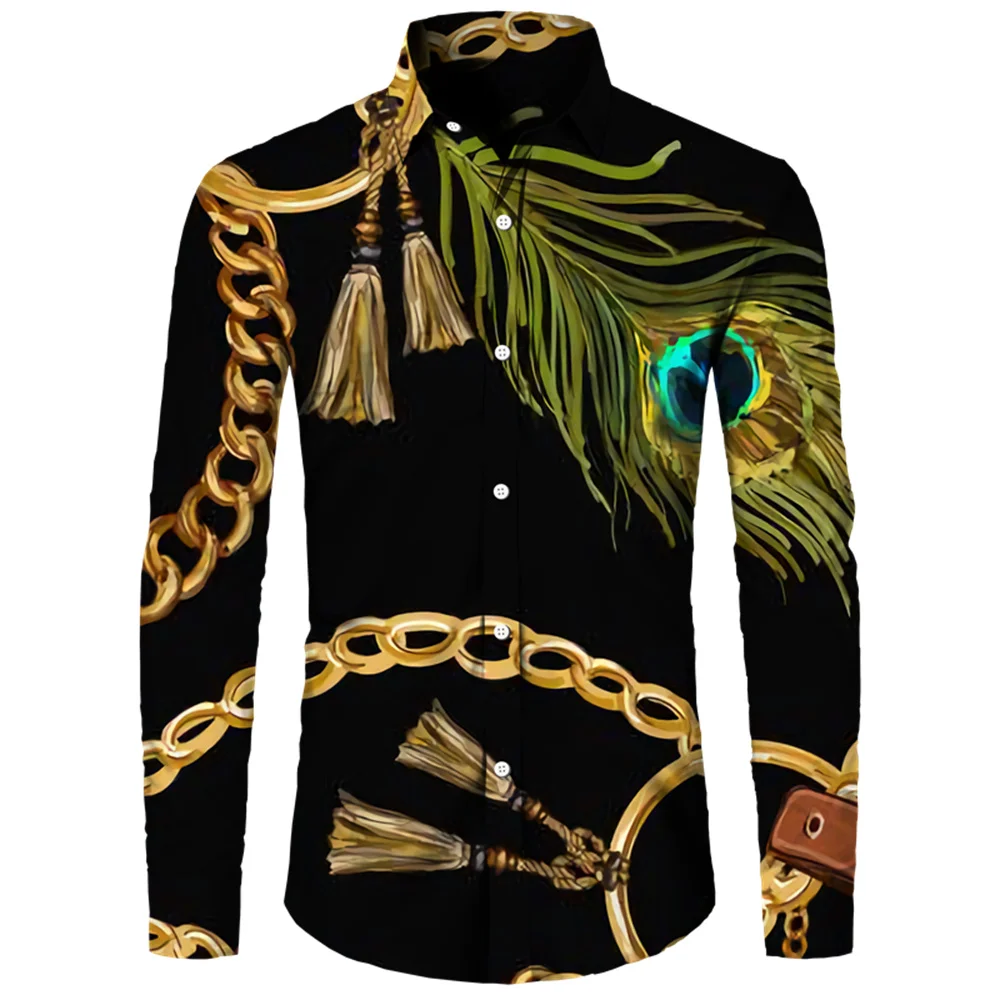 

Роскошные модные мужские рубашки, крутые топы с 3d Цифровым принтом, осень 2022, Новые повседневные Ретро Топы с длинным рукавом для мужчин, оде...