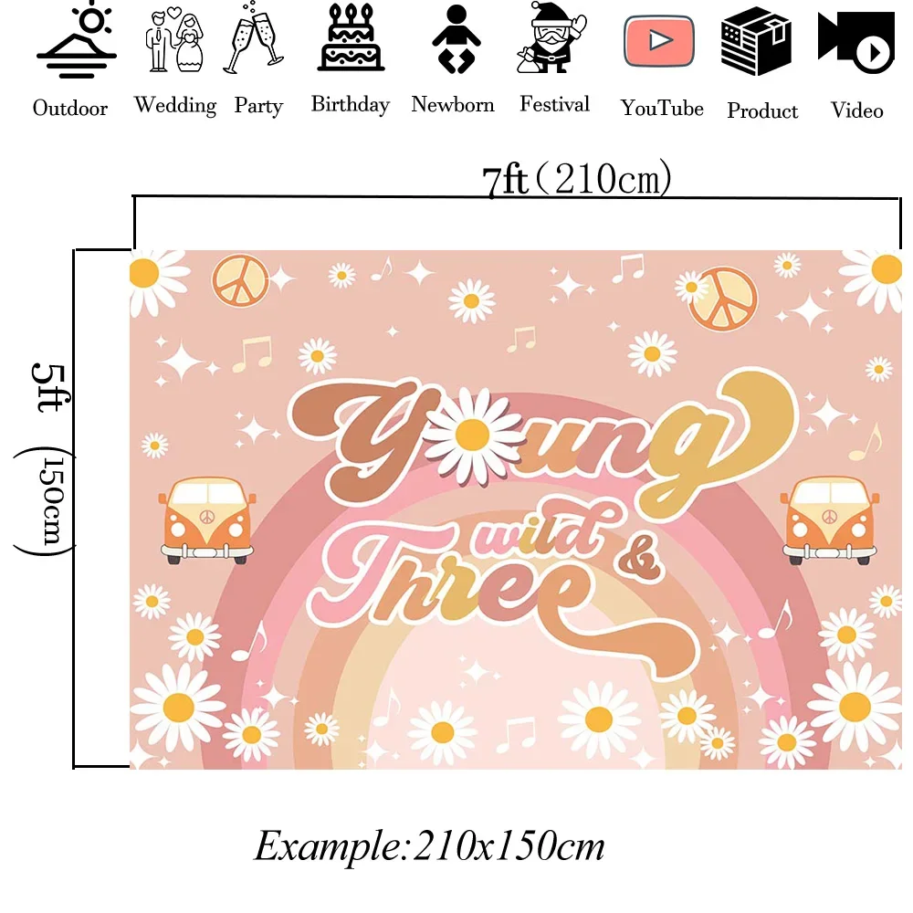 Mocsicka Young Wild Groovy Girl фон с тремя день рождениями мир Дейзи Радуга автобус звезда