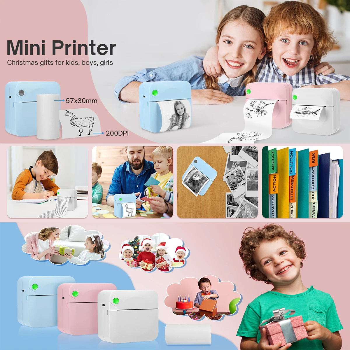 Портативный беспроводной мини-термопринтер BT 200dpi фотоэтикетка памятка