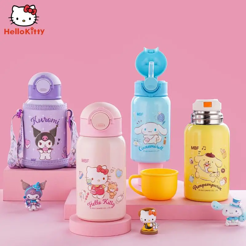

Sanrios Cinnamoroll Hello Kittys Double Cover Thermos Cup Anime Child Girl Straw Water Cup Kawaii Cartoon Kindergarten Pupils