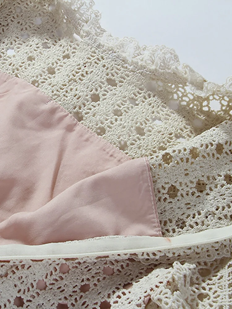 DEAT Элегантное платье с вышивкой кружево ажурные цветы жемчуг пуговицы тонкие