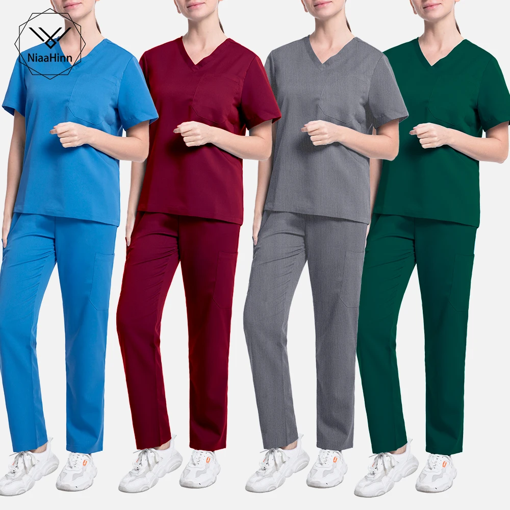 Unisex Doctor Nurse Clothing Operating Room Medical Uniform Work Breathable Comfortable Soft Spa Lab Work Clothes Scrubs Suit