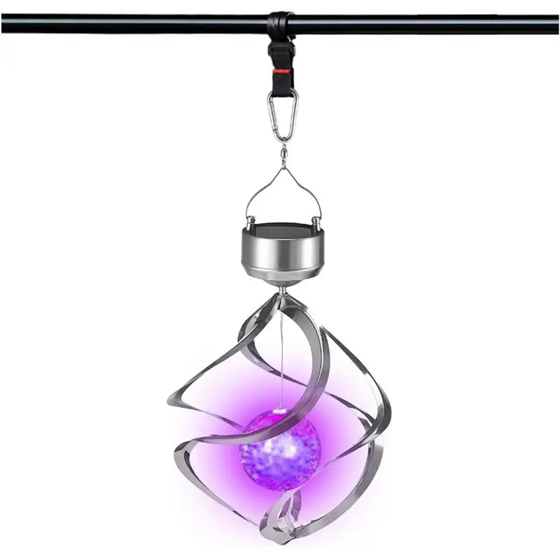 

Ветряные колокольчики на солнечной батарее для наружного подвешивания, спиральные ветряные колокольчики, светильник из нержавеющей стали ...