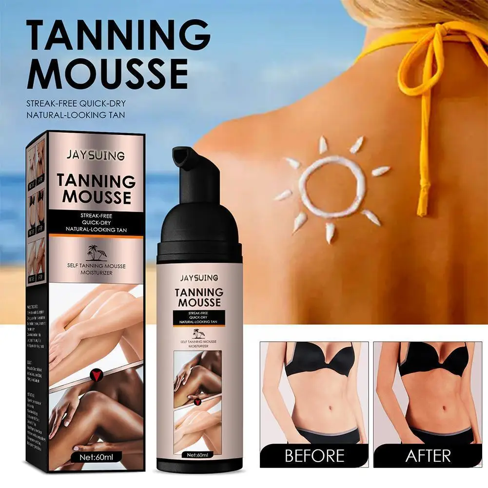 

60ml Self Tanning Mousse Spray Fast Body Face Self Foundation Solarium Makeup Tanner Bronze Lotion Fake Sexy Cream Skin Tan