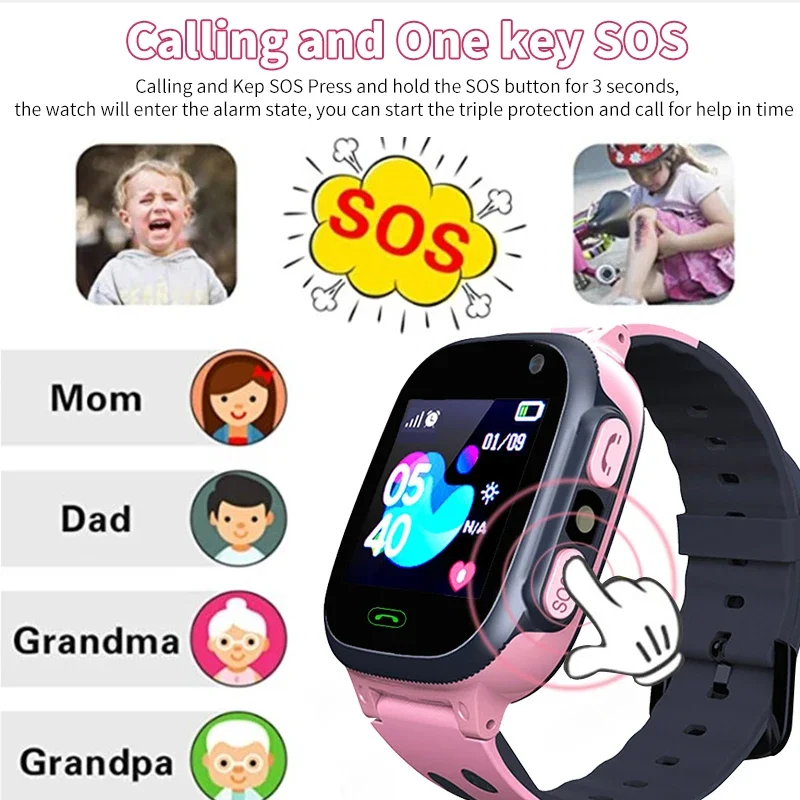 

Christmas Call Smart Watch for Kids Girls SIM Card Wristband Location Tracker Waterproof SOS Smart Watch for Boys Girls