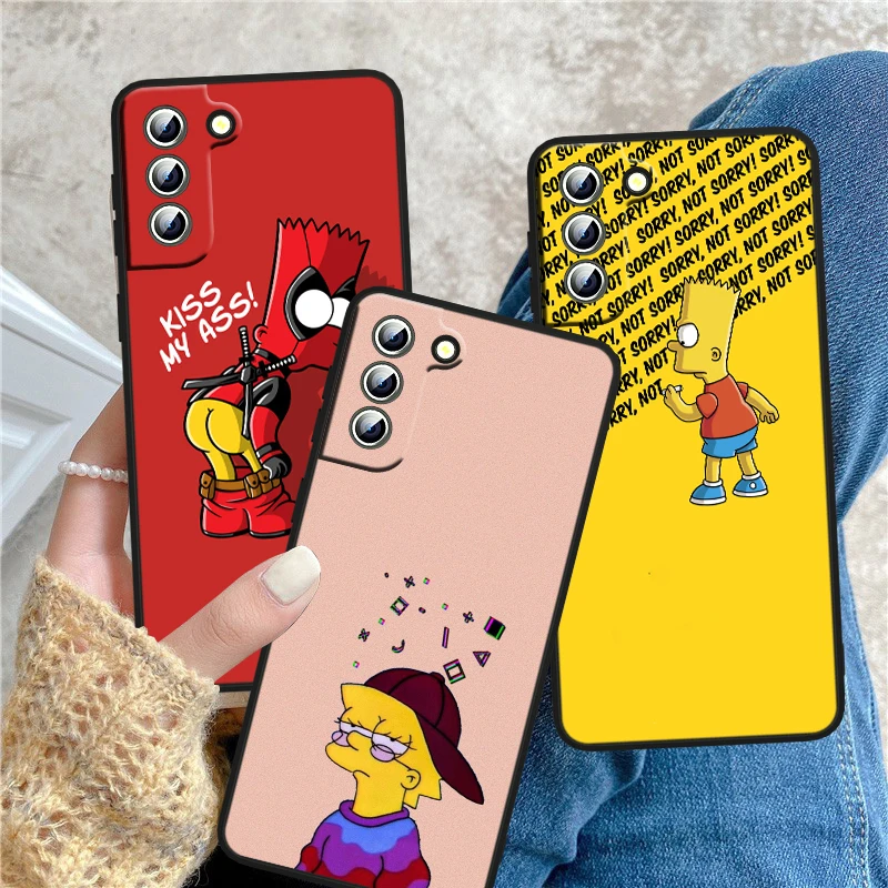 

Anime Simpsons Phone Case For Samsung S8 S9 S10 S20 S21 S22 Plus 4G S10e 5G Lite Ultra FE Black Silicone Funda Cover Soft Back