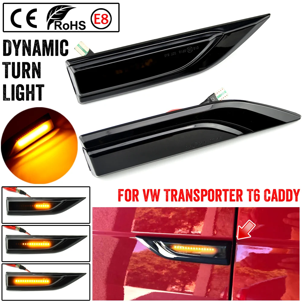 

2 Pieces LED Dynamic Side Marker Turn Signal Light Flashing Indicator For VW Volkswagen Transporter T6 Multivan Caddy MK4
