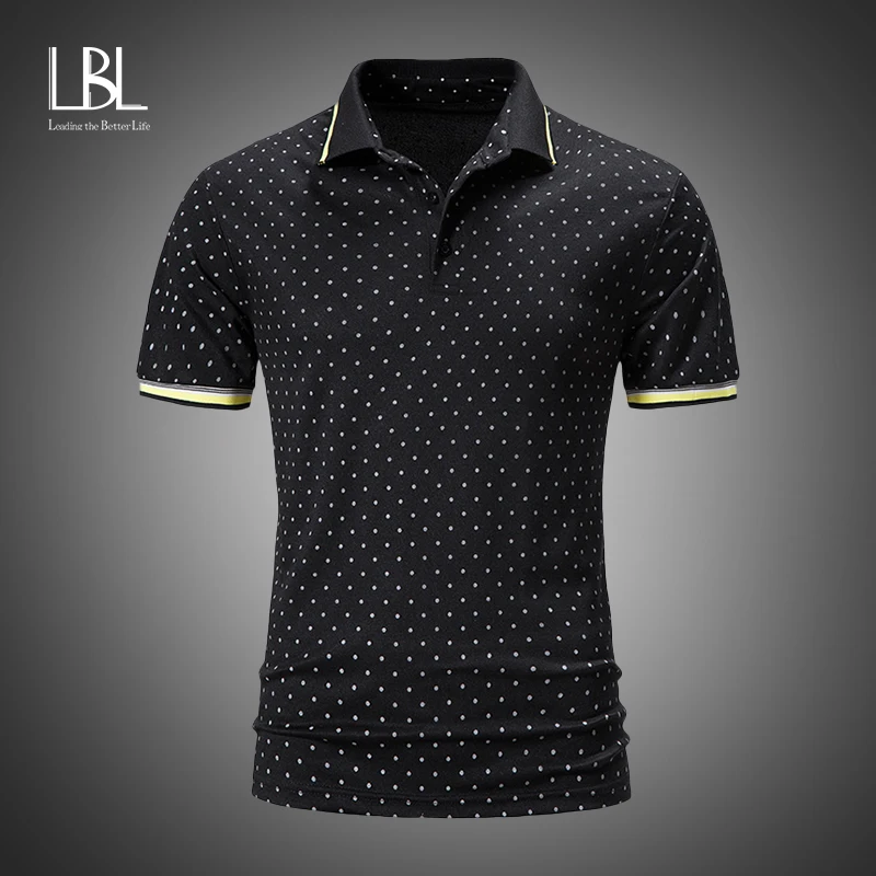 Embroidery Cotton Polka Dot Polo Shirts for Men 2022 Casual Solid Color Slim Fit Mens Polo New Summer Fashion Brand Men Clothing