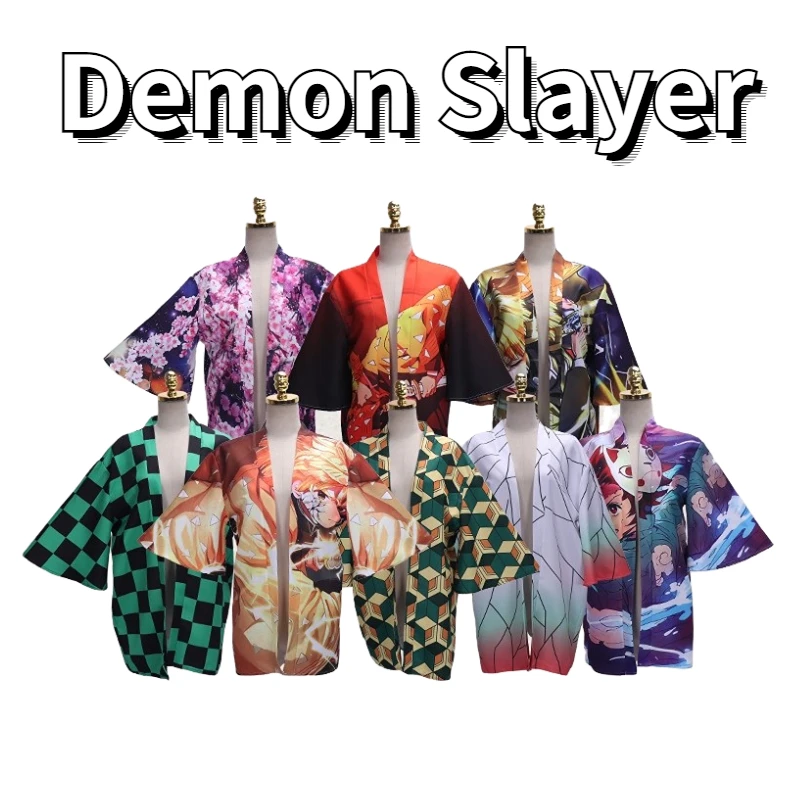 

Anime Peripherals Demon Slayer Kimono Coat Unisex Tanjiro Suit Bathrobe Two-Dimensional Cloak Fashion Gift Unisex