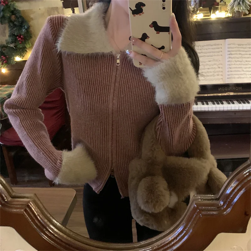 Новинка осенне-зимняя модная куртка с меховым воротником и длинным рукавом