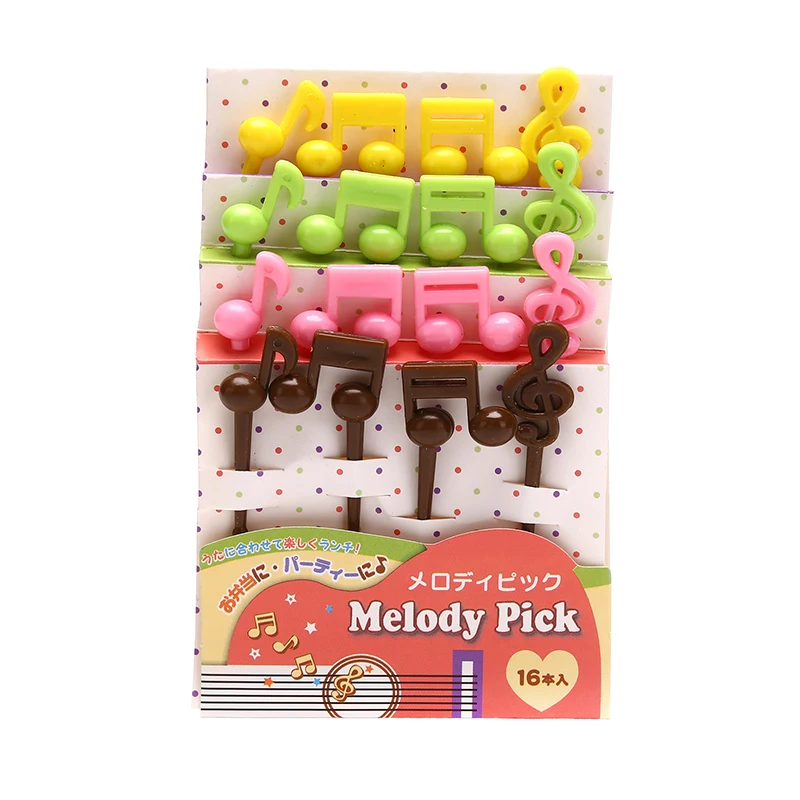 16pcs/set Music note Mini Cartoon Food Picks Children Snack Fruit Fork Lunch Bento Accessories Party Decor