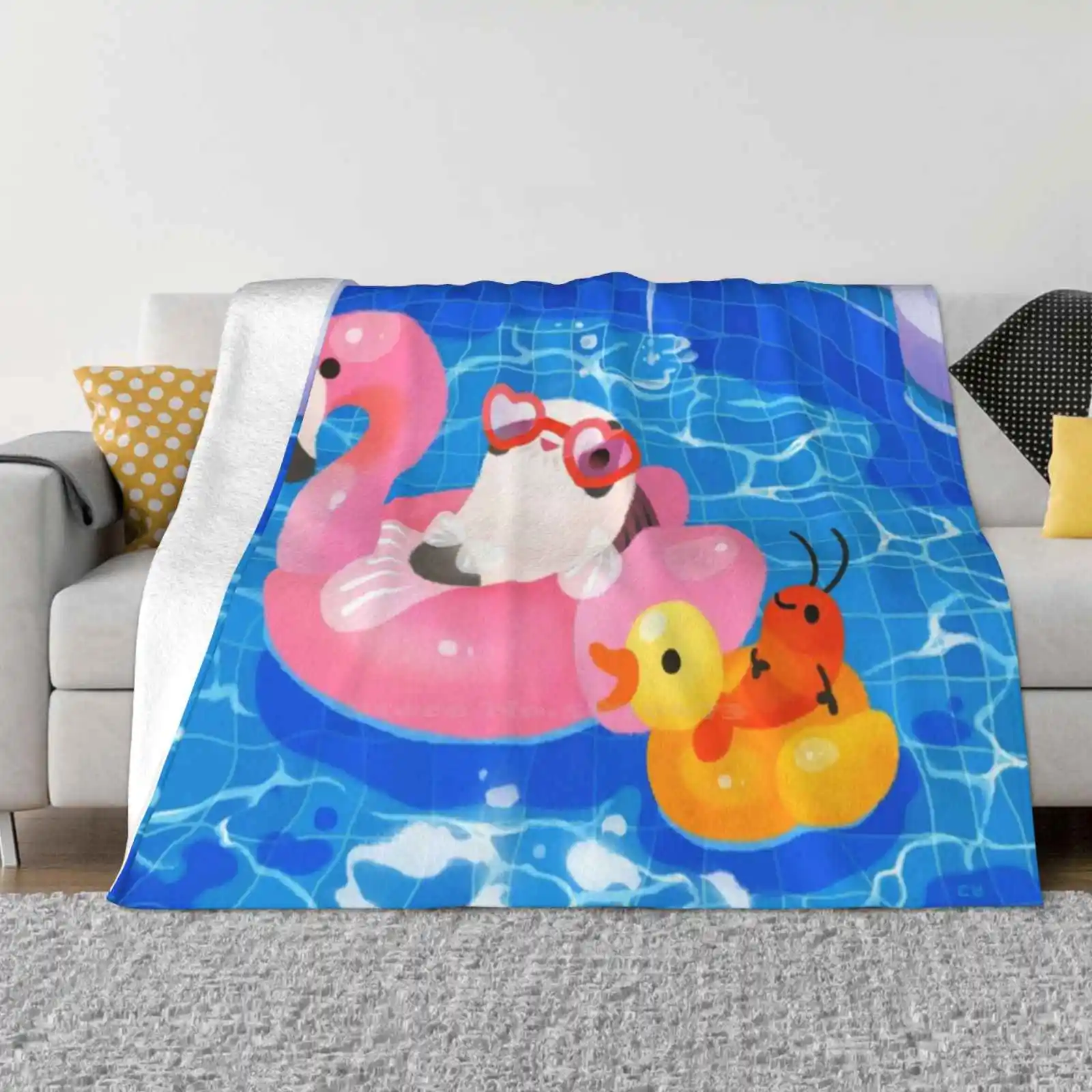 

Новинка, модное мягкое теплое одеяло Cory для бассейна с принтом кошек, морских сомов, креветок, милые летние одеяла