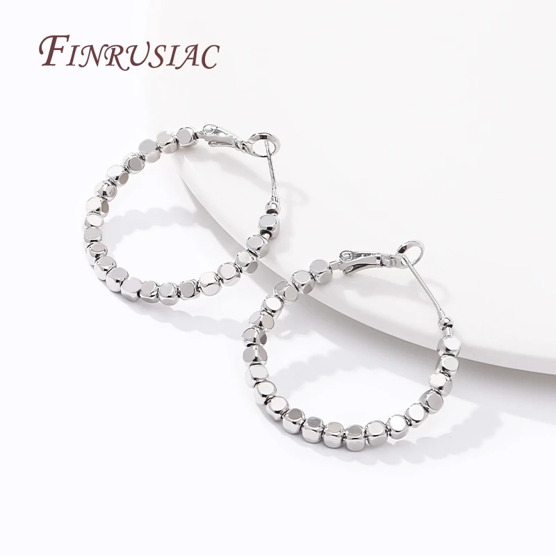 серьги золотые Серьги-кольца квадратные с бусинами женские винтажные