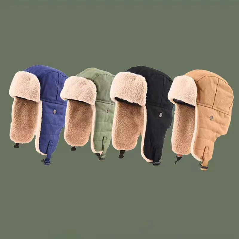 Шапка-бомбер для мужчин и женщин толстая теплая русская ветрозащитная шапка