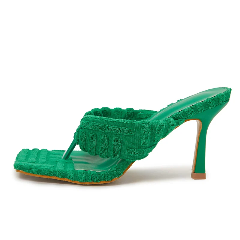 Сланцы женские на высоком каблуке 9 см Повседневные Удобные туфли-шлепанцы