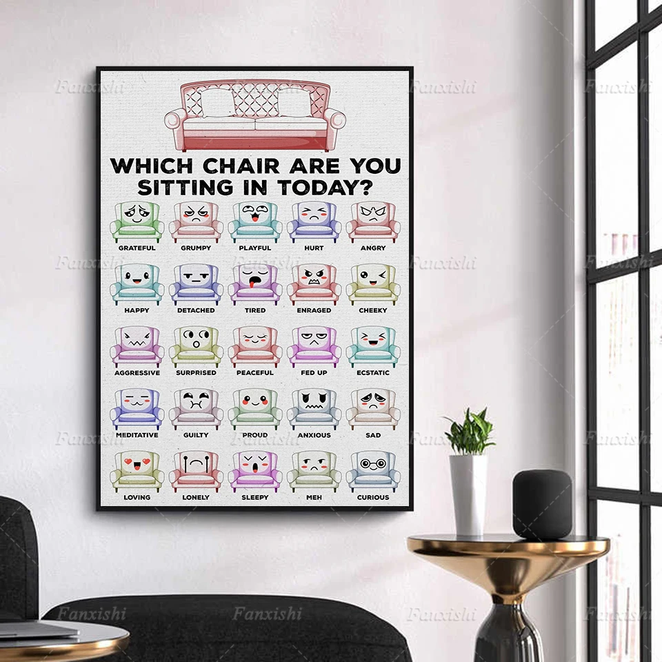 

Print Canvas Poster Which Chair Are You Sitting In Today Mood Emotions Self Help Chair Feelings Mental Health Therapy Counseling
