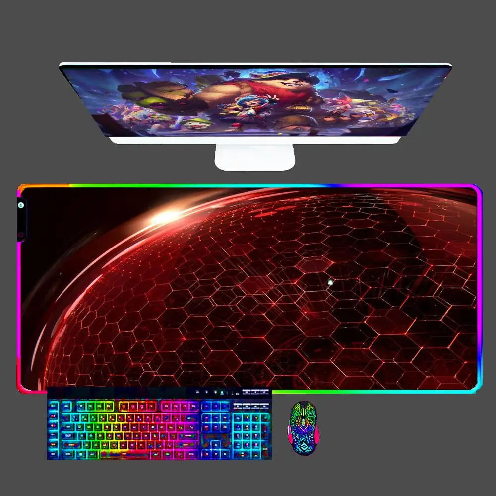 

HEX Hexagon LED XXL Mouse Pad Anime Gamer Computer RGB Mousepad Gaming Accessories Tablet Varmilo Keyboard Desk Mat For LOL CSGO
