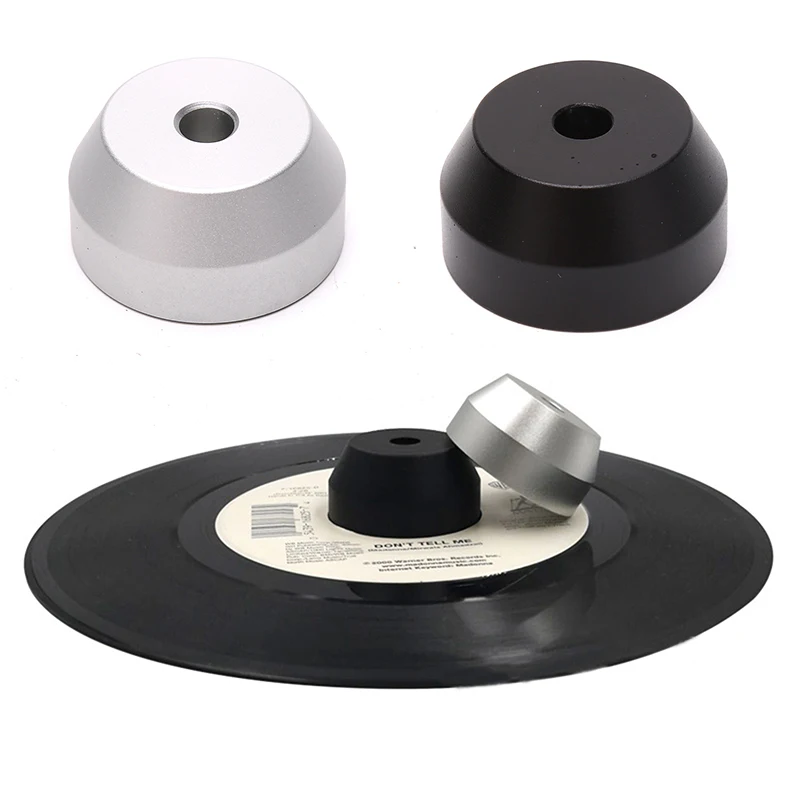 

1PC Sliver/Black Aluminum Adapter 45 RPM Adapter Durable Solid Aluminum Center Adapter for 7 inch EP Record Vinyl