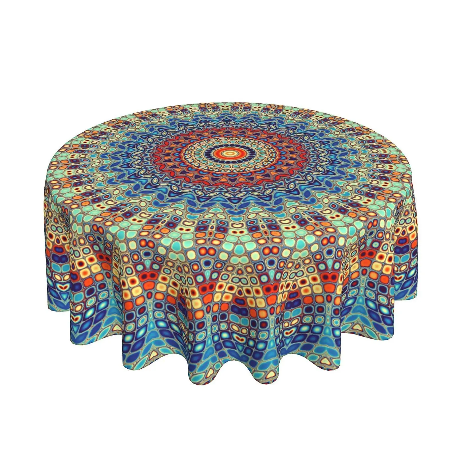 

BETGINY Mandala Round Tablecloth 60 Inch Waterproof Rustic Colorful Boho Tablecloths Fabric Farmhouse Table Cloth Decorative