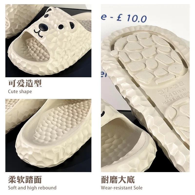 New Cute Bear Family Slipper for Womens Spring Summer Home Slippers Indoor Antiskid Sandals Soft Soles Breathable Shoes Slides