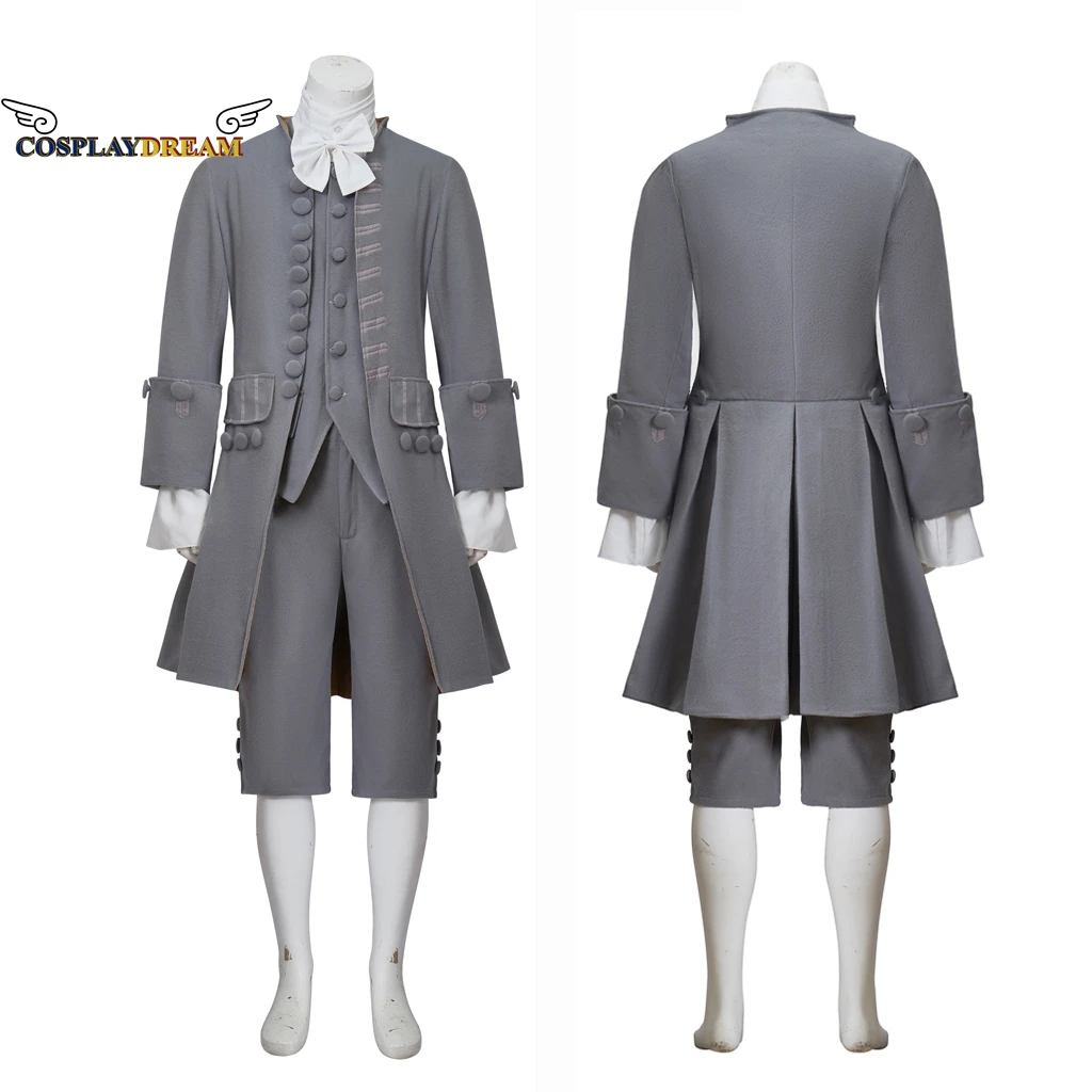 

18th Century Colonial Outfit Men's Medieval Uniform Outfit Victorian Rococo Men Suits Stand Collar Trench Vest Shirt Pants Set