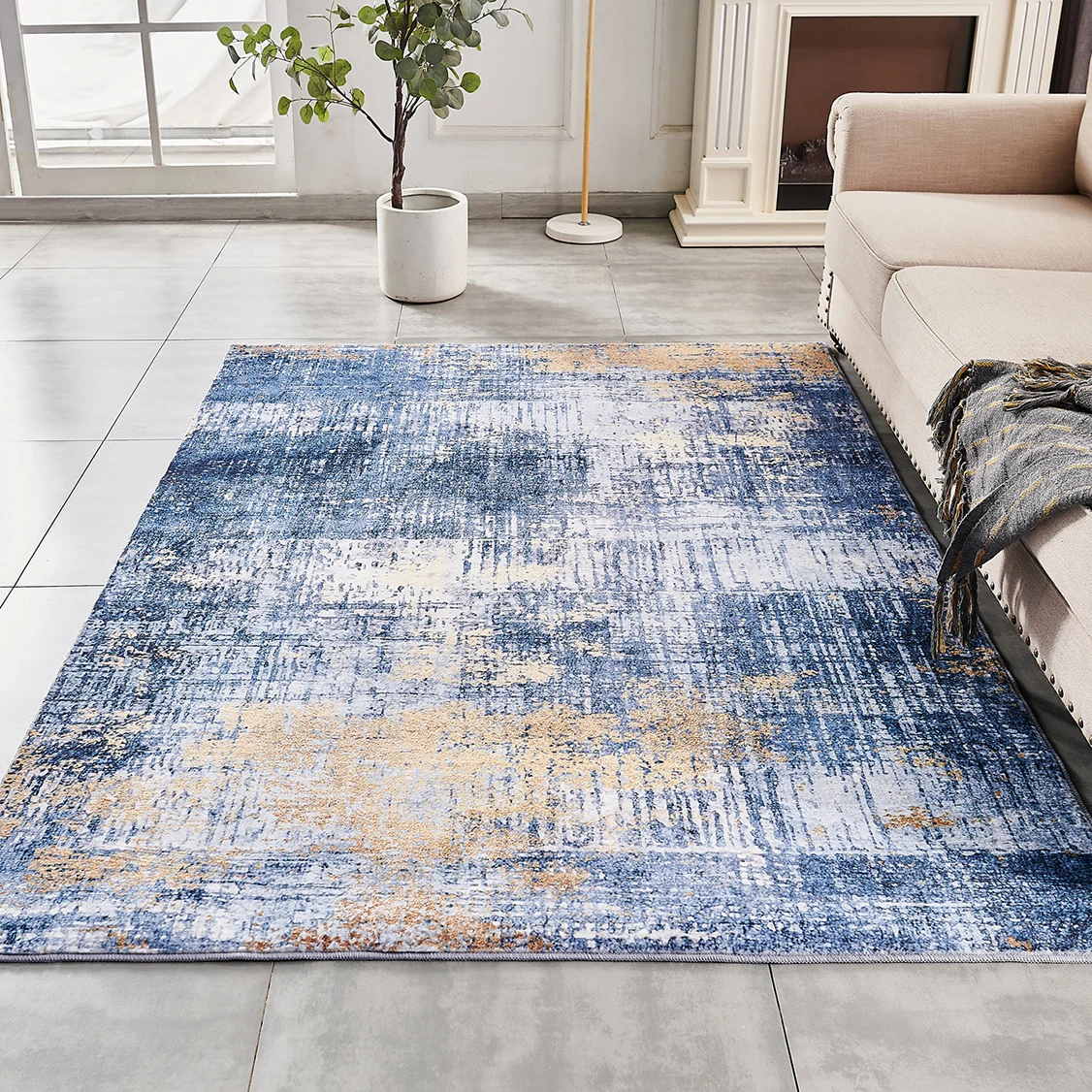 

Ins Abstract Design Living Room Area Rug Home Decoration Bedroom Decor Machine Washable Super Soft Carpet 90*60cm