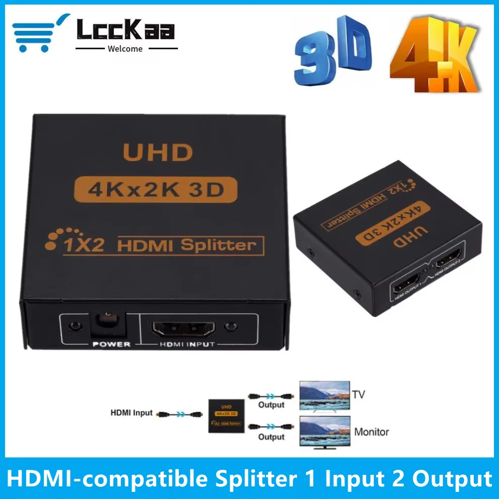 Фото LccKaa 1 в 2 выхода HDMI-совместимый разветвитель UHD 4K 3D HDMI разветвитель 1X2 аудио-видео разветвитель для HDTV DVD ноутбука/игровой консоли ПК №1