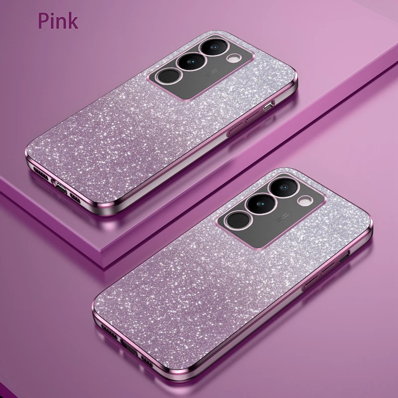 Чехол для VIVO V29 V27 Pro V27E V25E 2023 Блестящий порошковый Гальванизированный Мягкий