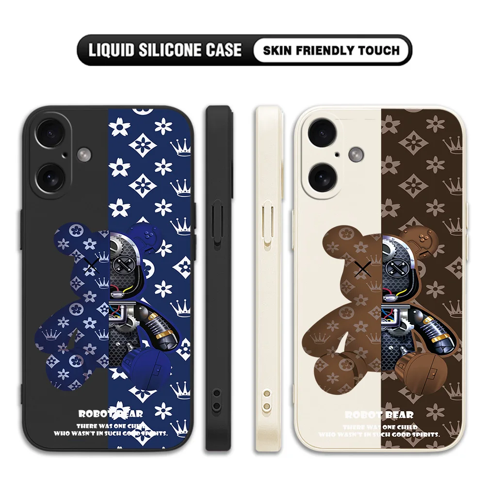 Fashion Cute Robert Bear Case For Oppo Realme C65 C63 C55 C53 C35 C33 C30 C20 C21Y 13 11 10 9 9i 8 GT Neo2 Pro Plus 4G 5G Cover |